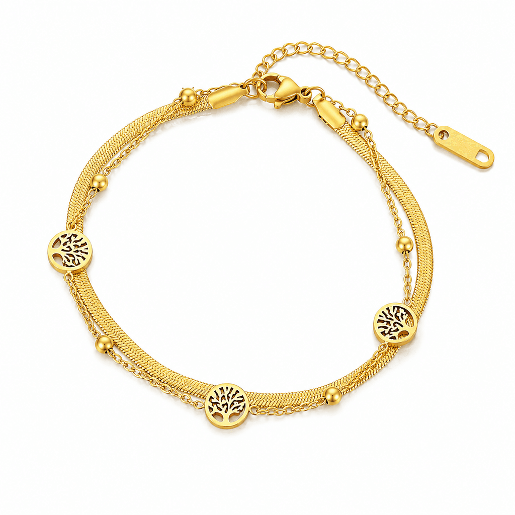 Elvarra Golden Tree Charm Bracelet