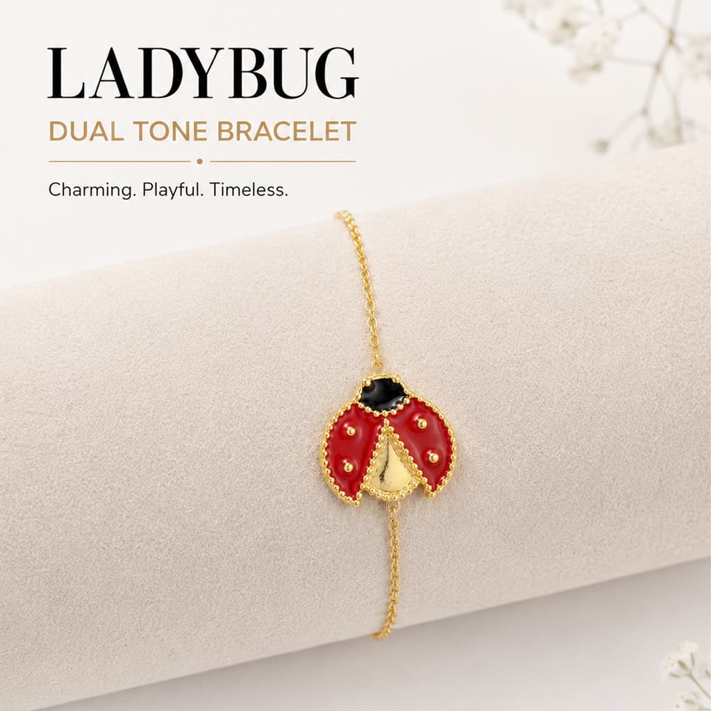Elvarra Anti-Tarnish Ladybug Charm Bracelet