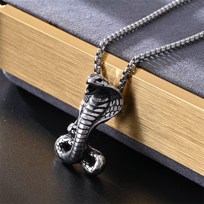 Cobra Snake Stainless Steel Pendant Necklace – Bold Statement Unisex Jewelry