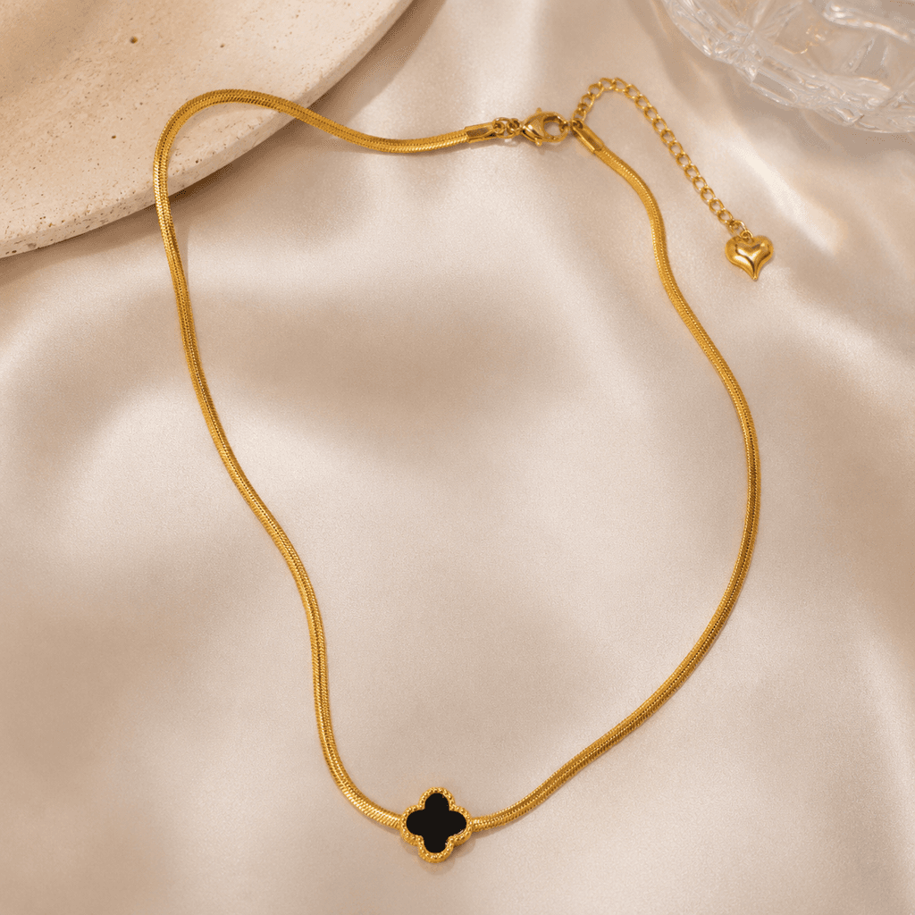 Black Clover Gold Snake Chain Necklace | Anti Tarnish Minimal  for Women