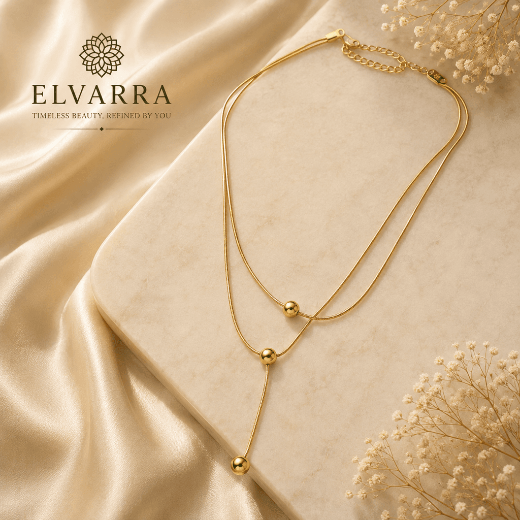Elvarra Double Layer Drop Anti-Tarnish Necklace