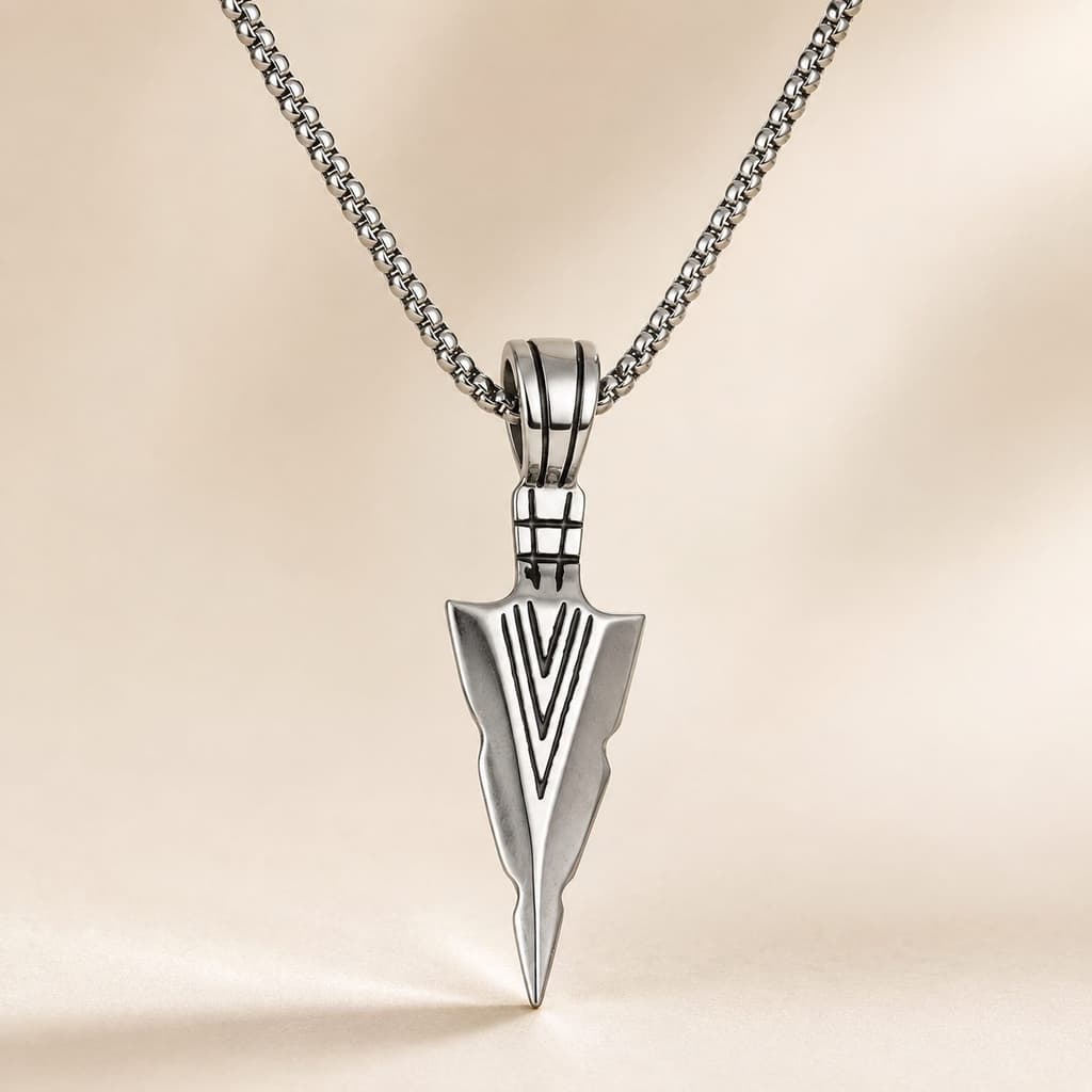 Arrowhead Stainless Steel Pendant Necklace – Minimal Tribal Unisex Jewelry