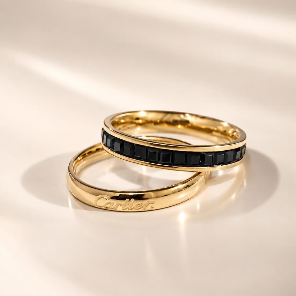 Elvarra Noir Gold Plated Statement Ring black