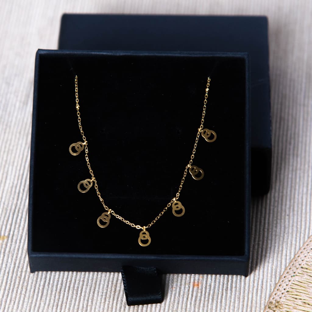 Stainless Steel Simple Gold Plated Micro Inlaid Necklace