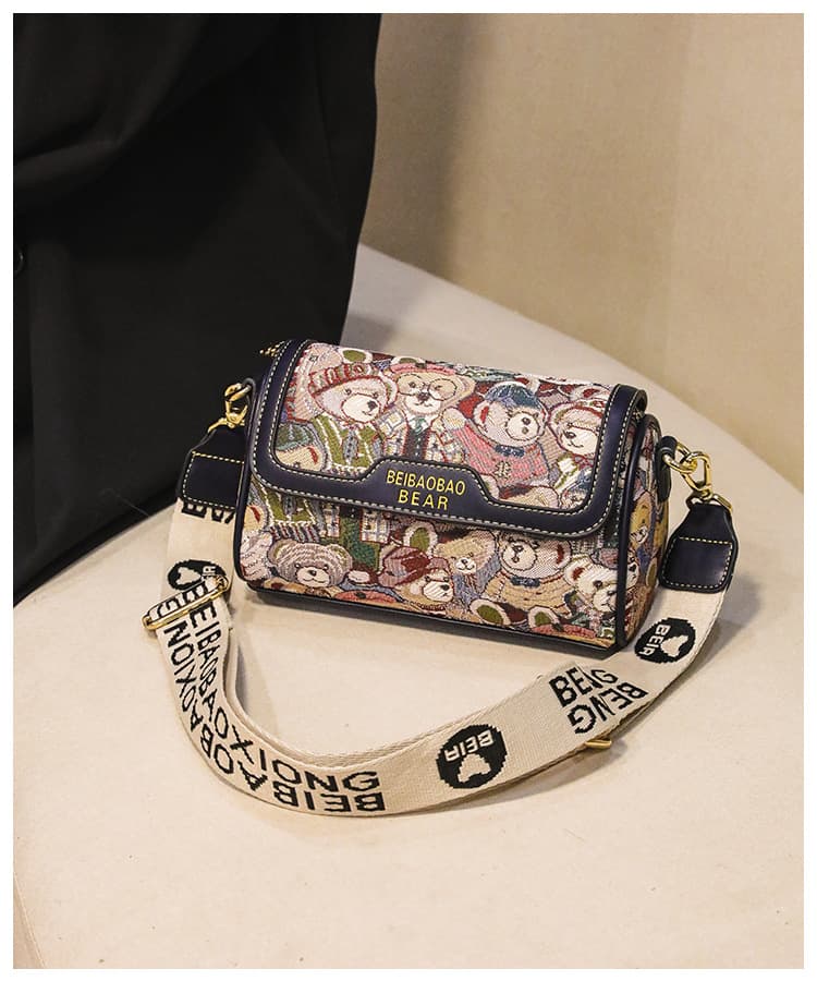 Teddy Tapestry Crossbody Bag Navy blue