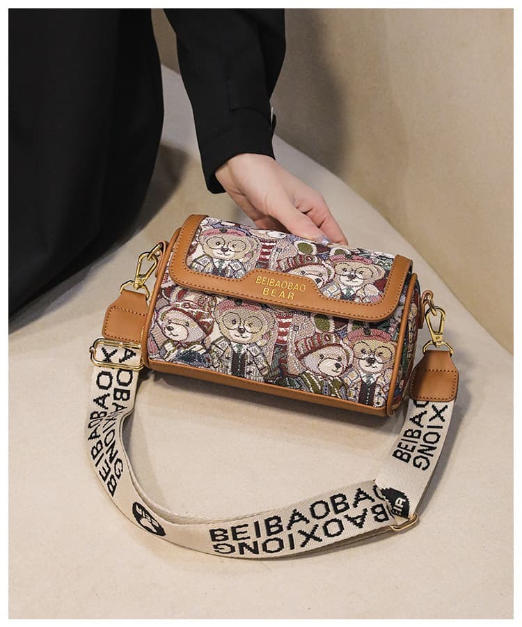 Teddy Tapestry Crossbody Bag brown